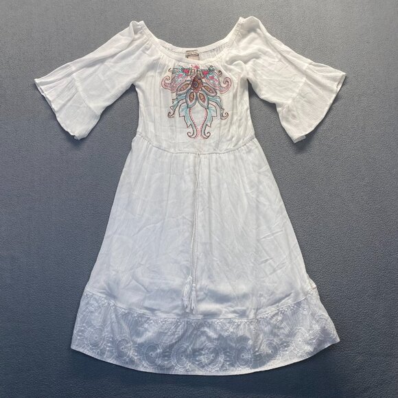 Flying Tomato Embroidered Rayon Floral White Dress Size Large - Picture 6 of 10